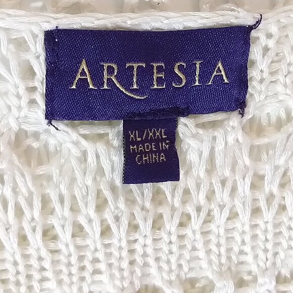 Artesia Womens XL XXL Cream Knitted Open  Cardigan Y2K - Picture 4 of 4